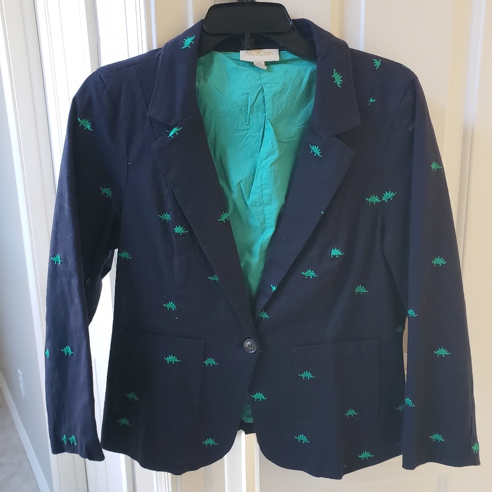 Modcloth Legendary Lifestyle Navy Women's Large Dinosaur 🦖 Blazer
